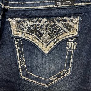 Miss Me Signature Rise Skinny Dark Jeans with Embellishments - size 26